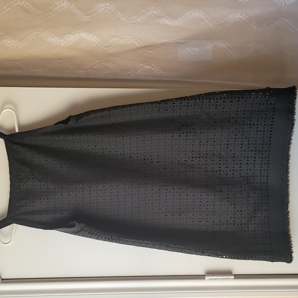 Studio M Black Cut Out Fringed Hem Black Dress Size Medium - Picture 2 of 7